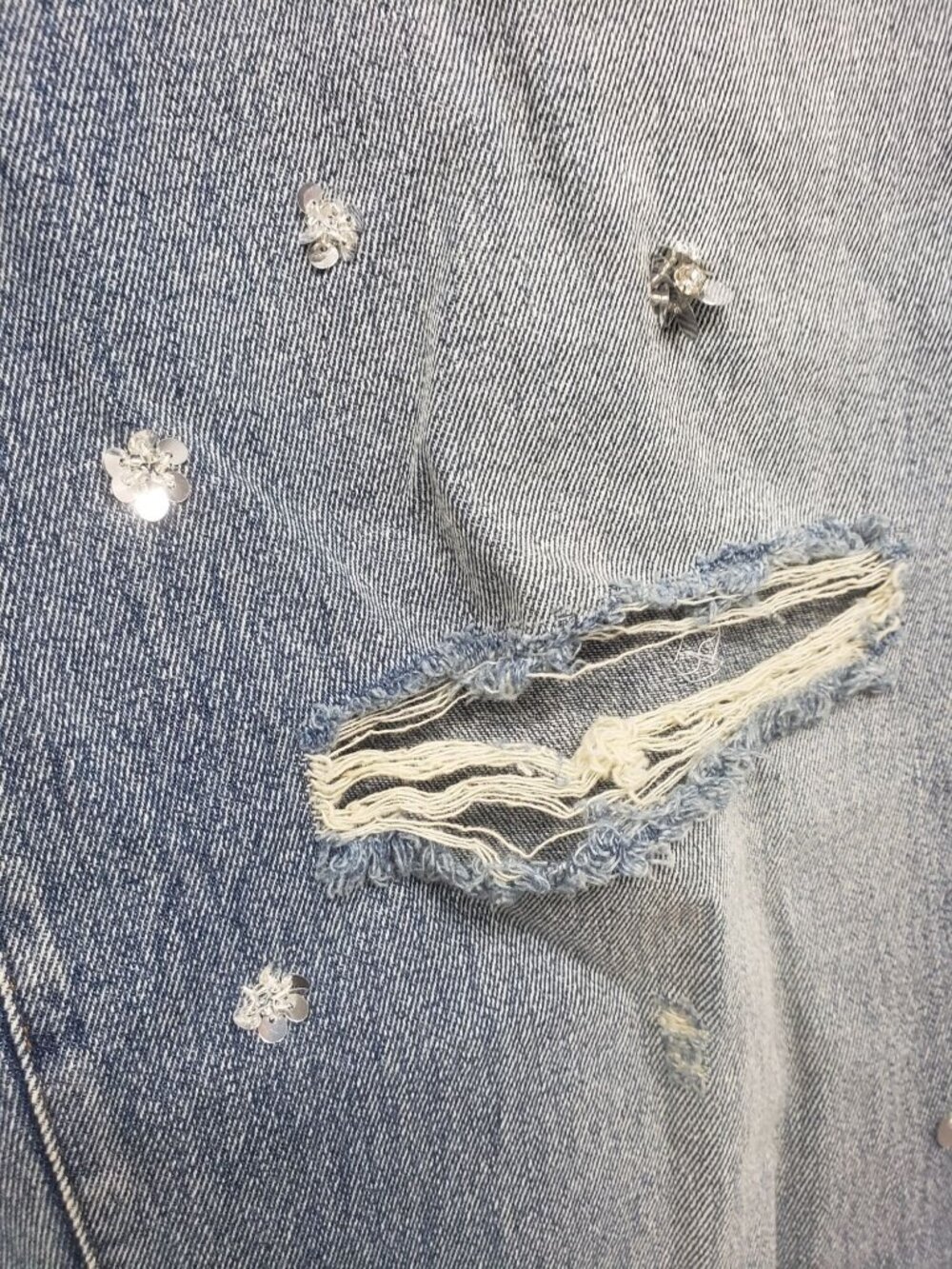 NEW Simkhai $695 Zealand Jeans Hollywood Blue Crystal Embellished Sequin Bling - Picture 15 of 16